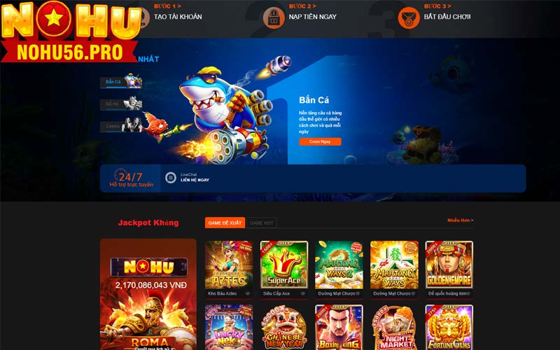 Trải nghiệm ngay dịch vụ của cổng game nohu56 khi đăng nhập